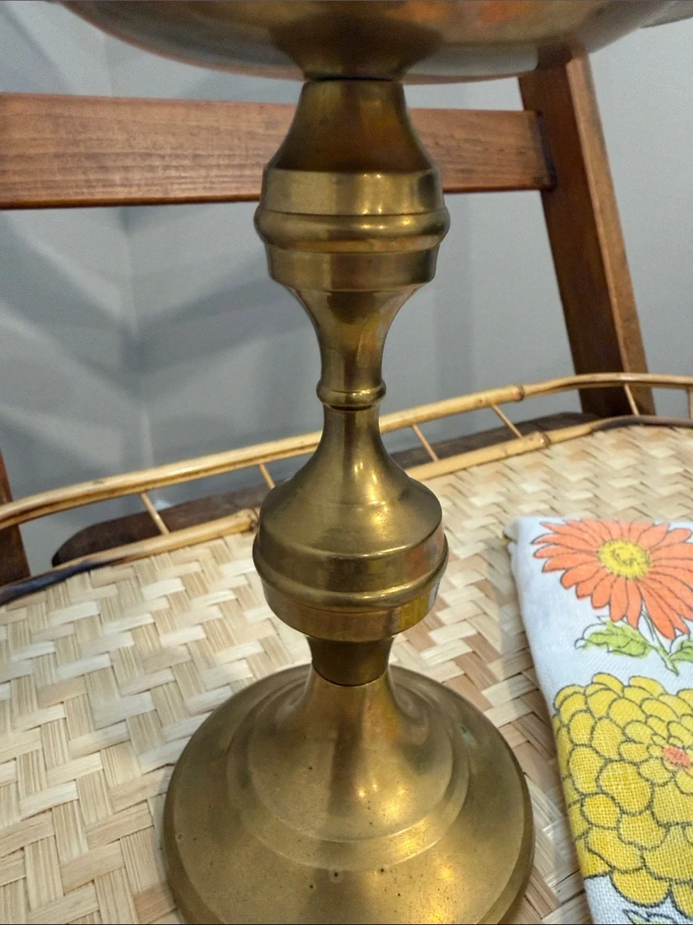 Vintage Solid Brass STS Chamberstick Candle Holder 7” Pillar Candle Holder